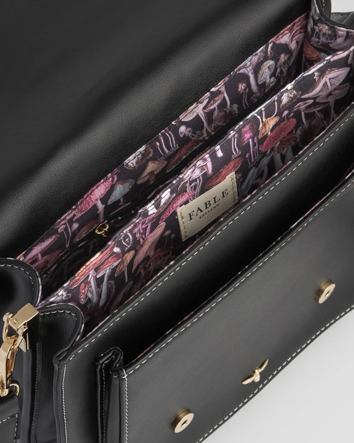 Work Bags|Satchel Bags-Fable England Magical Mushrooms Black Satchel