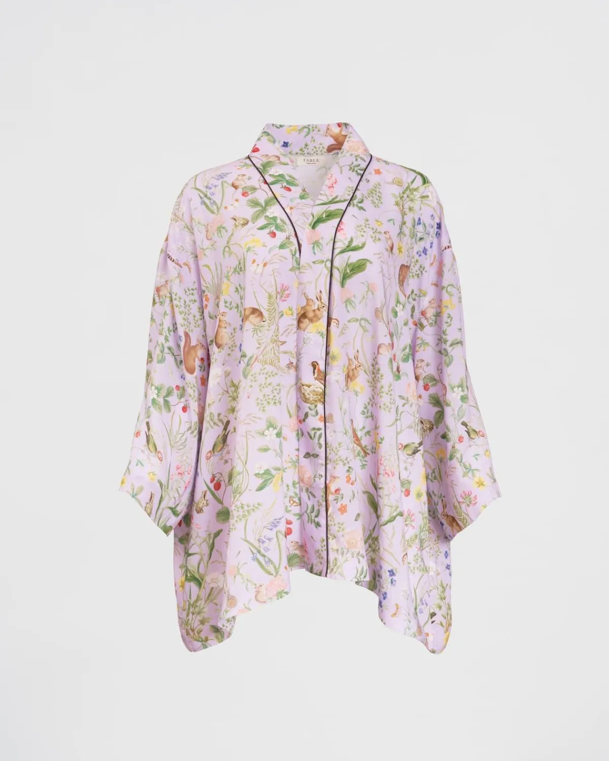 Kimonos-Fable England Meadow Creature Lilac Short Kimono