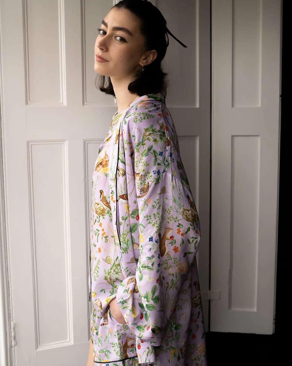 Kimonos-Fable England Meadow Creature Lilac Short Kimono