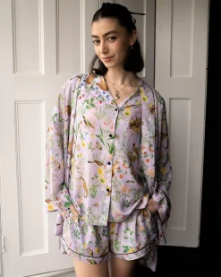 Kimonos-Fable England Meadow Creature Lilac Short Kimono