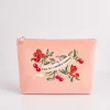 Toiletry Bags|Makeup Bags-Fable England Midsummer Dream Cherry Embroidered Peach Velvet Pouch