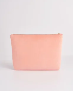 Toiletry Bags|Makeup Bags-Fable England Midsummer Dream Cherry Embroidered Peach Velvet Pouch