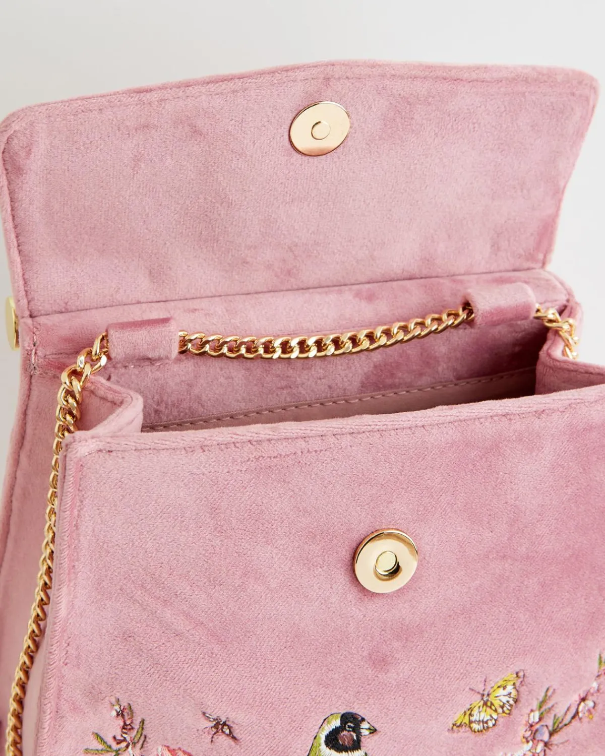 Clutch & Evening Bags|Tote Bags-Fable England Morning Song Bird Embroidered Mini Pink Tote