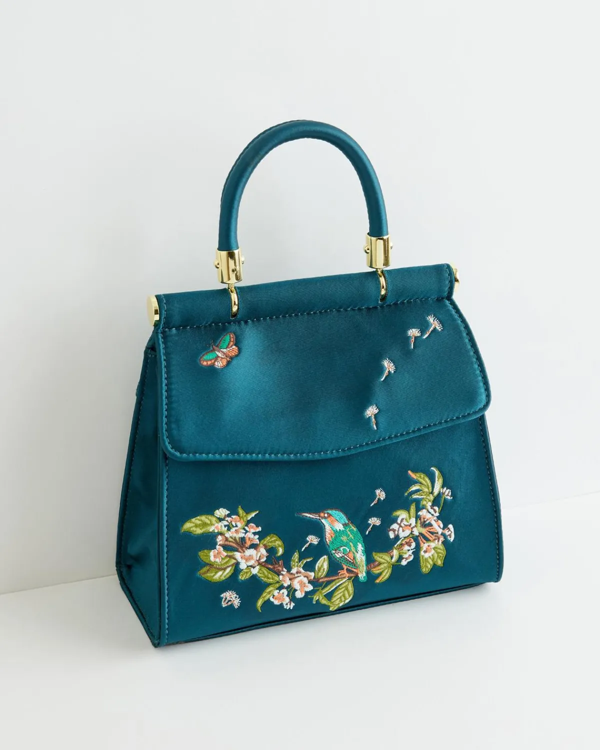 Bracelets & Bangles|Clutch & Evening Bags-Fable England Morning Song Kingfisher Mini Teal Tote