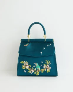 Bracelets & Bangles|Clutch & Evening Bags-Fable England Morning Song Kingfisher Mini Teal Tote
