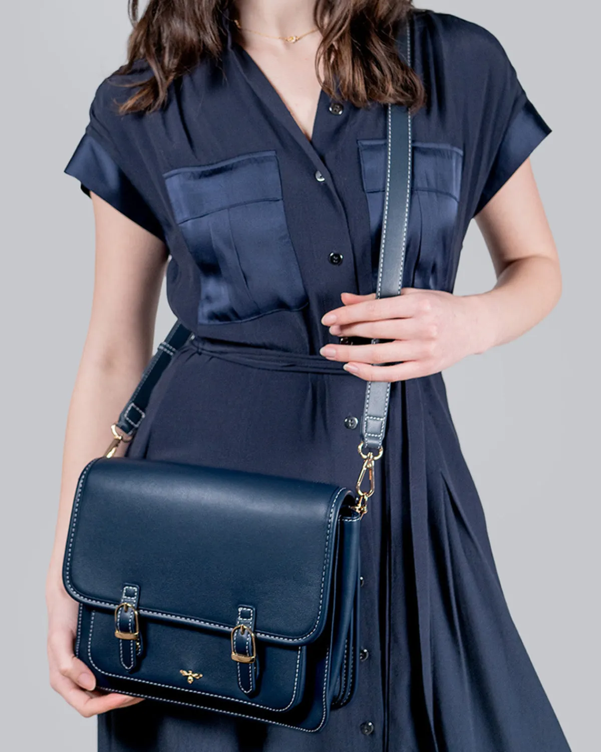 Work Bags|Satchel Bags-Fable England Navy Satchel