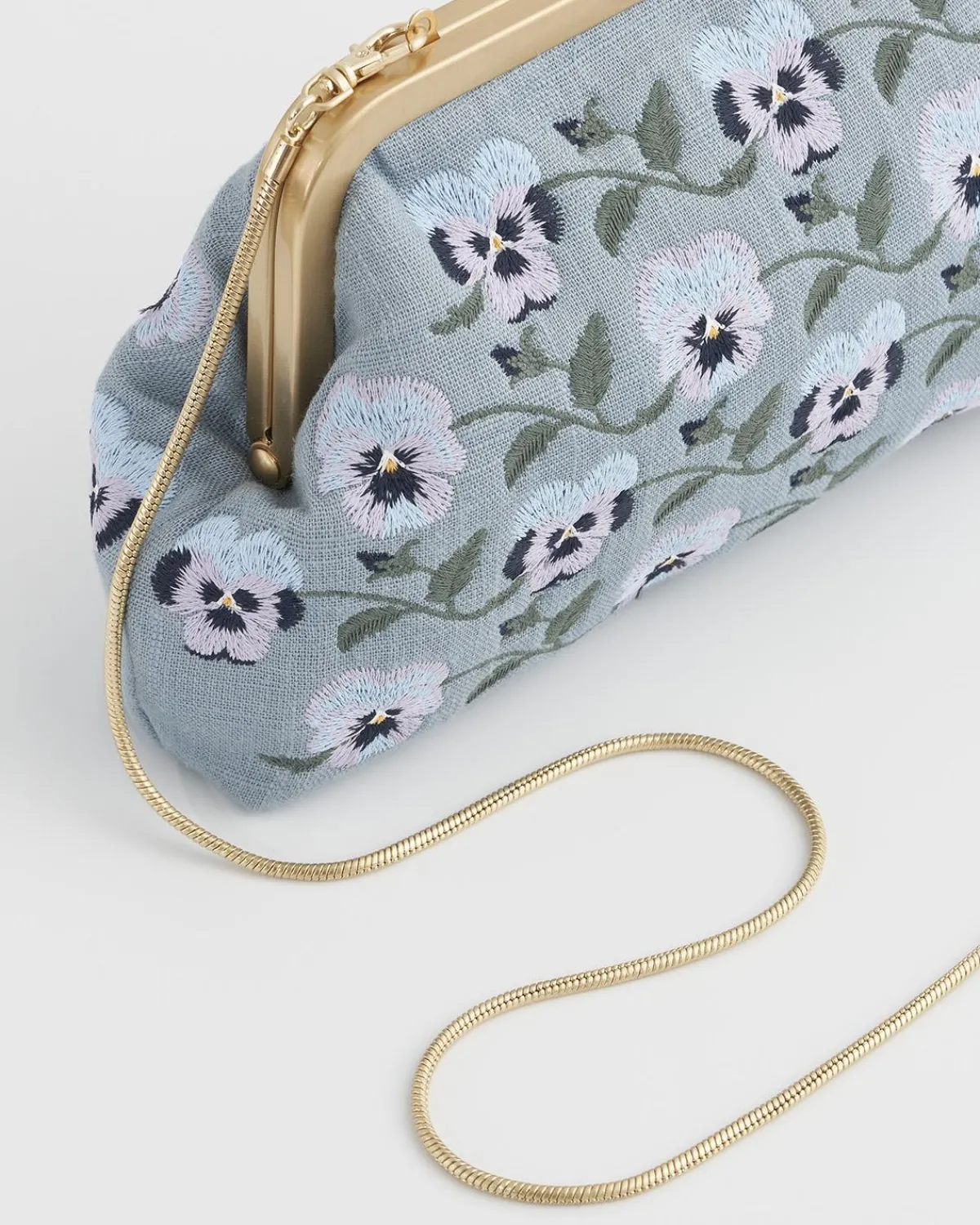 Clutch & Evening Bags|Cross Body Bags-Fable England Pansy Victoriana Blue Clutch