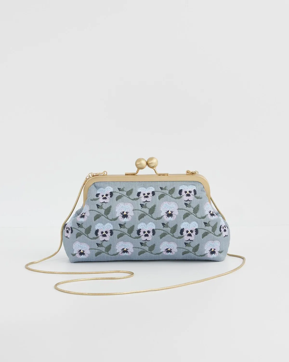 Clutch & Evening Bags|Cross Body Bags-Fable England Pansy Victoriana Blue Clutch