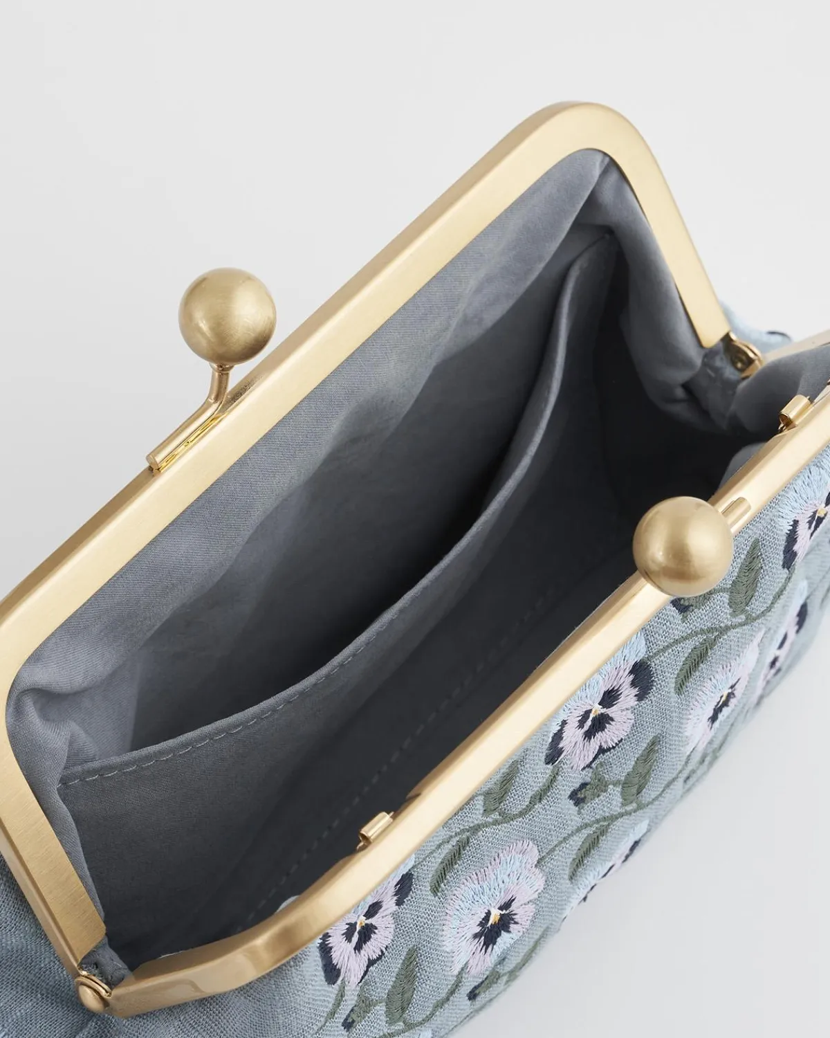 Clutch & Evening Bags|Cross Body Bags-Fable England Pansy Victoriana Blue Clutch