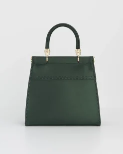 Clutch & Evening Bags|Cross Body Bags-Fable England Robin & Mistletoe Green Embroidered Satin Tote