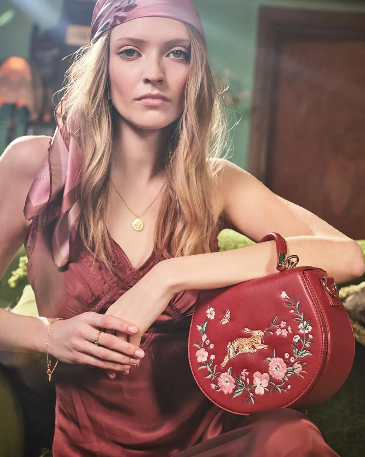 Cross Body Bags|Embroidered Bags-Fable England Running Bunny Saddle Bag