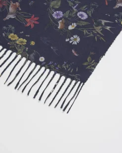 Winter Scarves-Fable England Running Bunny Toile Fringe Scarf
