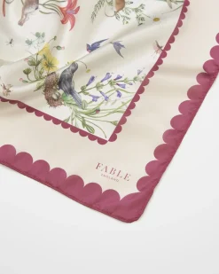 Square Scarves-Fable England Running Bunny Toile Ivory Square Scarf