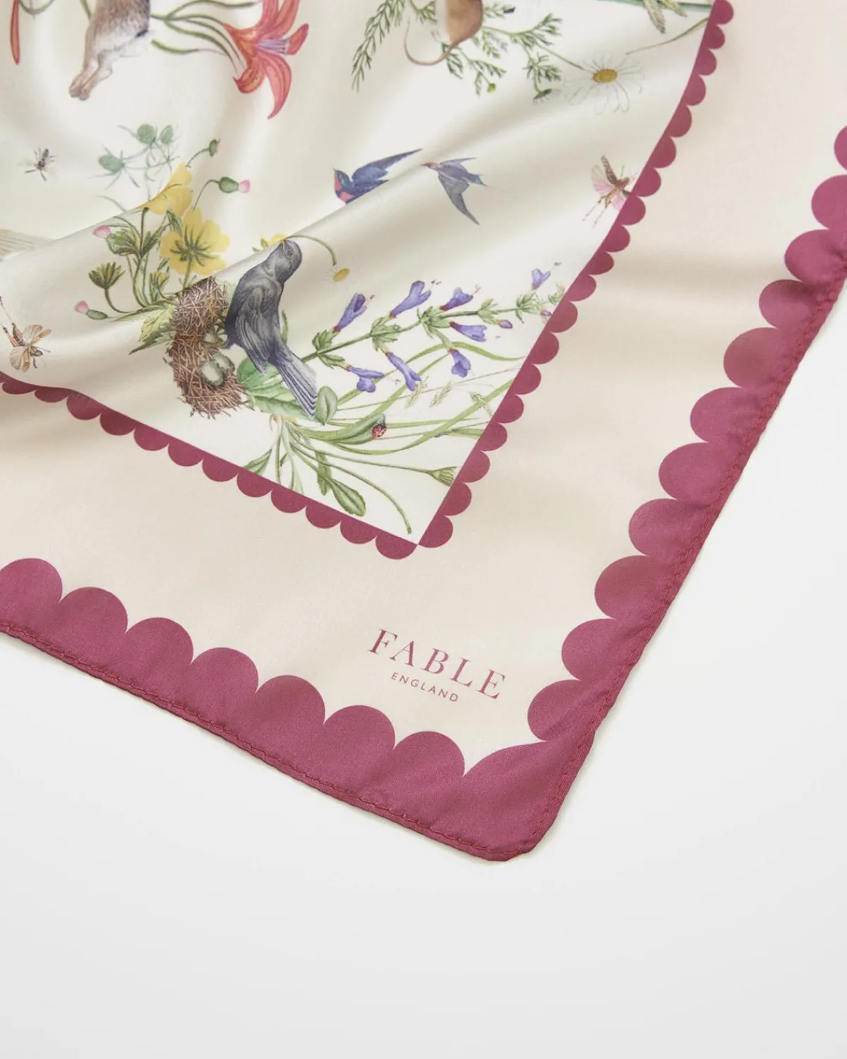 Square Scarves-Fable England Running Bunny Toile Ivory Square Scarf