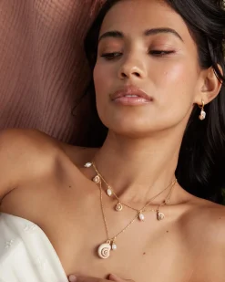 Necklaces-Fable England Sea Snail Charm & Pearl Necklace