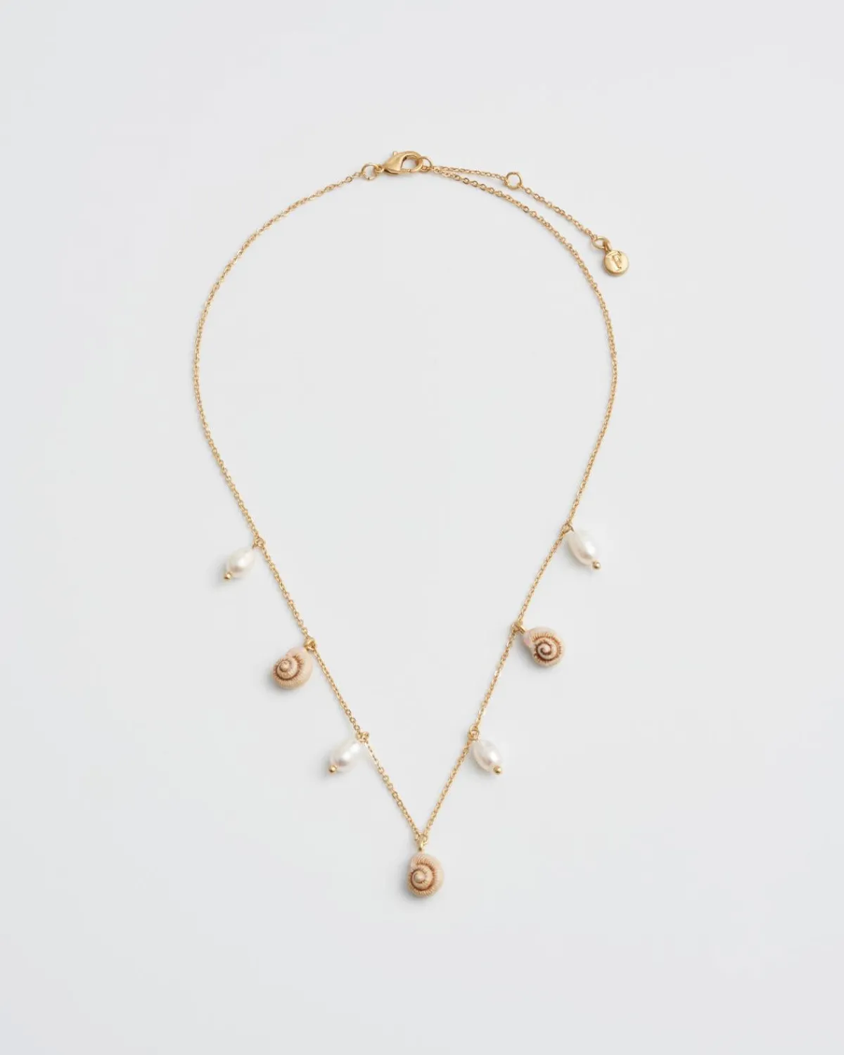 Necklaces-Fable England Sea Snail Charm & Pearl Necklace