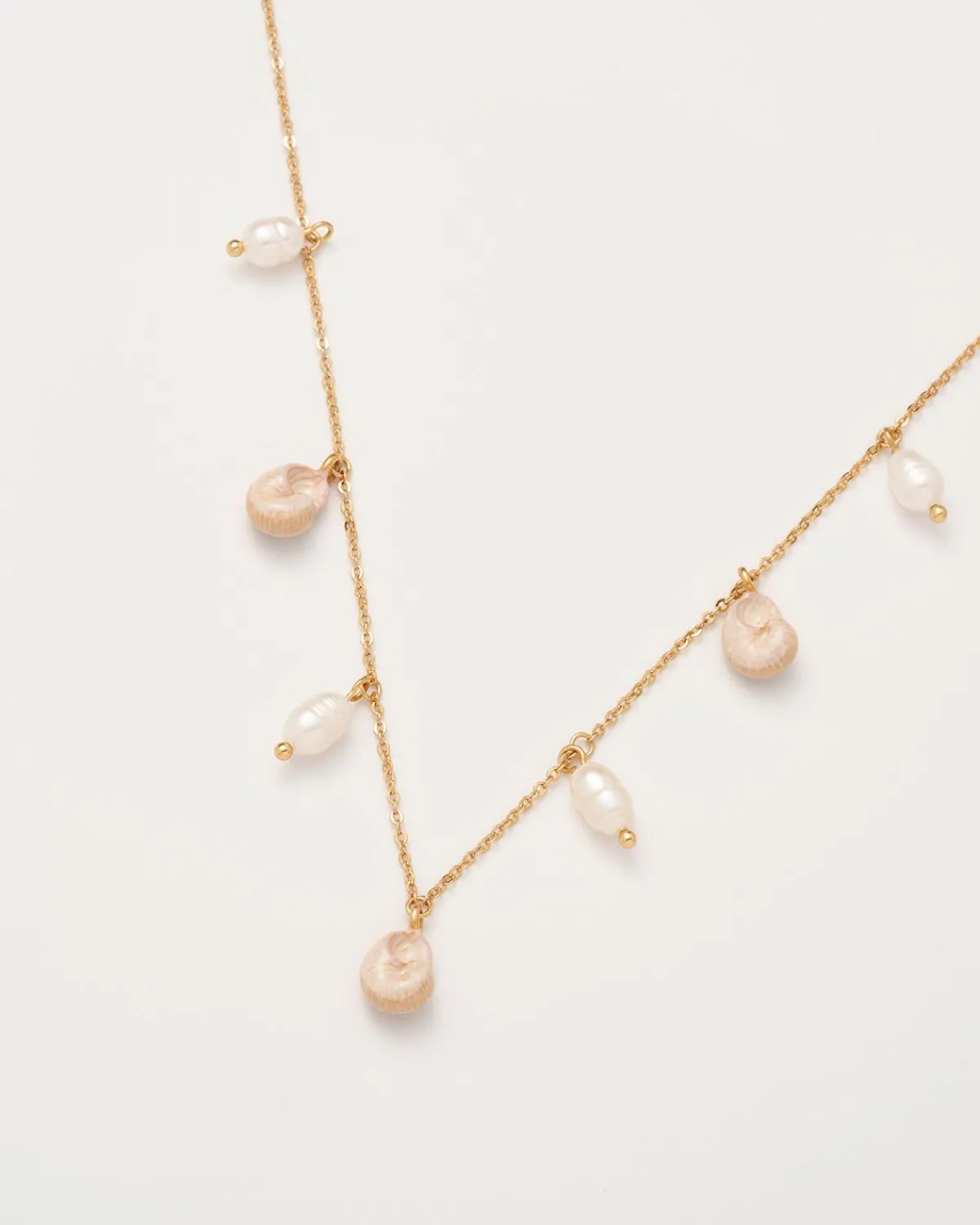 Necklaces-Fable England Sea Snail Charm & Pearl Necklace
