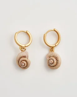 Earrings-Fable England Sea Snail Shell Huggie Hoops