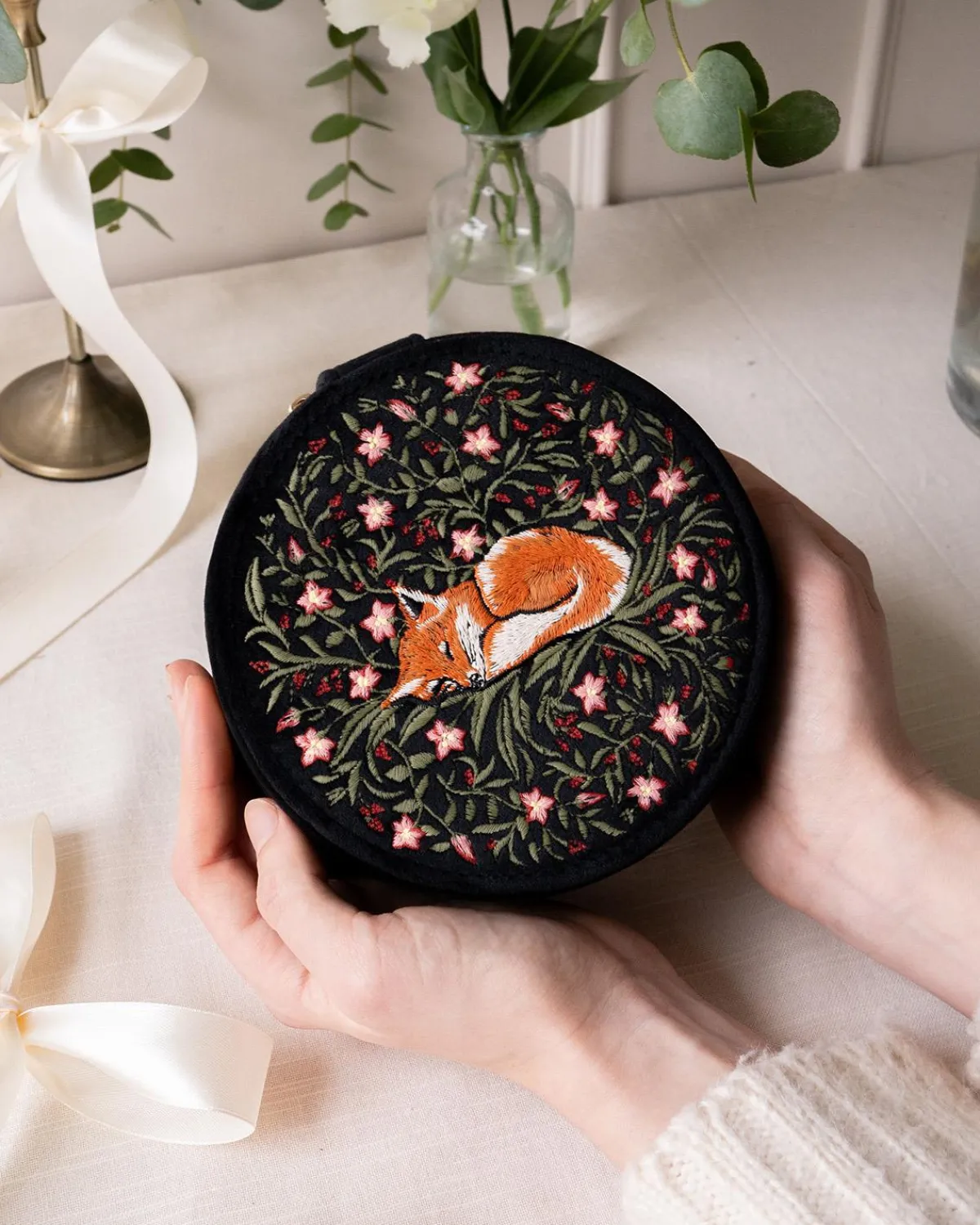 Jewelry Boxes-Fable England Sleepy Fox Round Jewelry Box