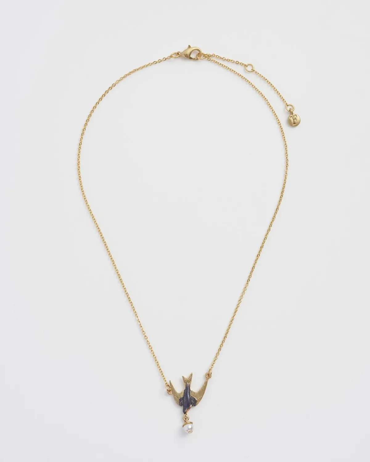 Necklaces-Fable England Swallow & Pearl Necklace