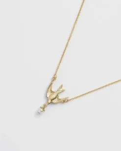 Necklaces-Fable England Swallow & Pearl Necklace