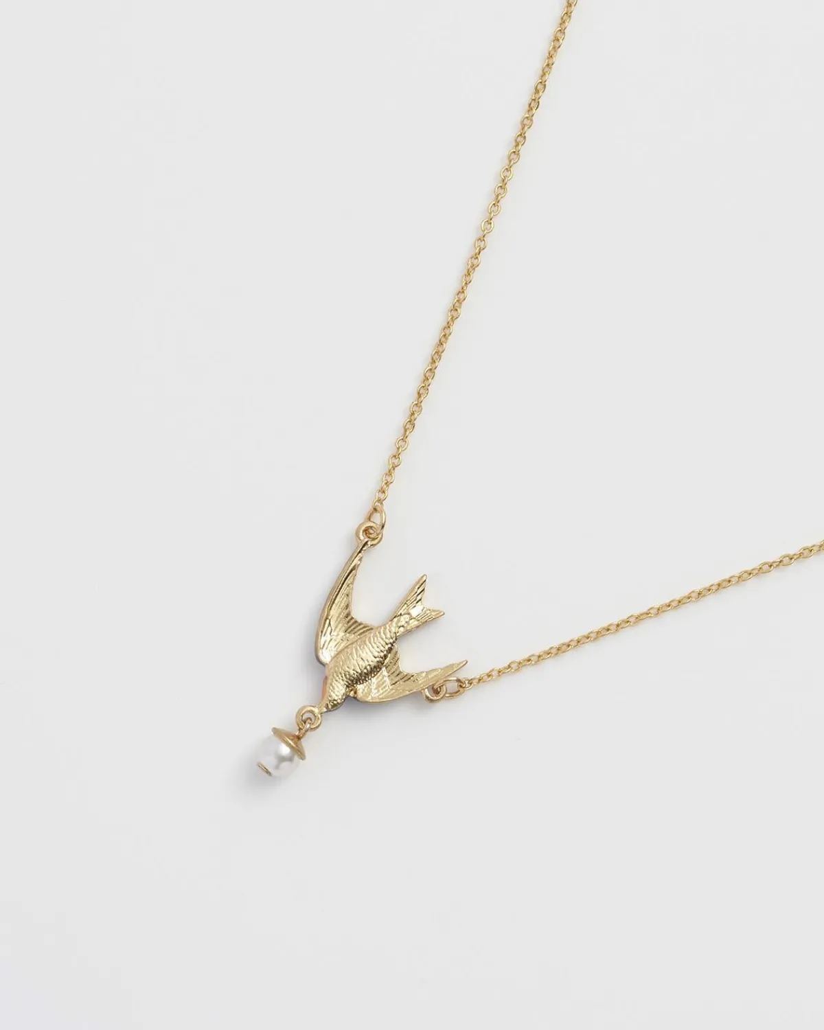 Necklaces-Fable England Swallow & Pearl Necklace
