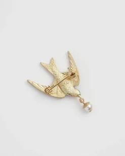 Pins & Brooches-Fable England Swallow & Pearl Pin
