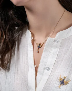 Pins & Brooches-Fable England Swallow & Pearl Pin