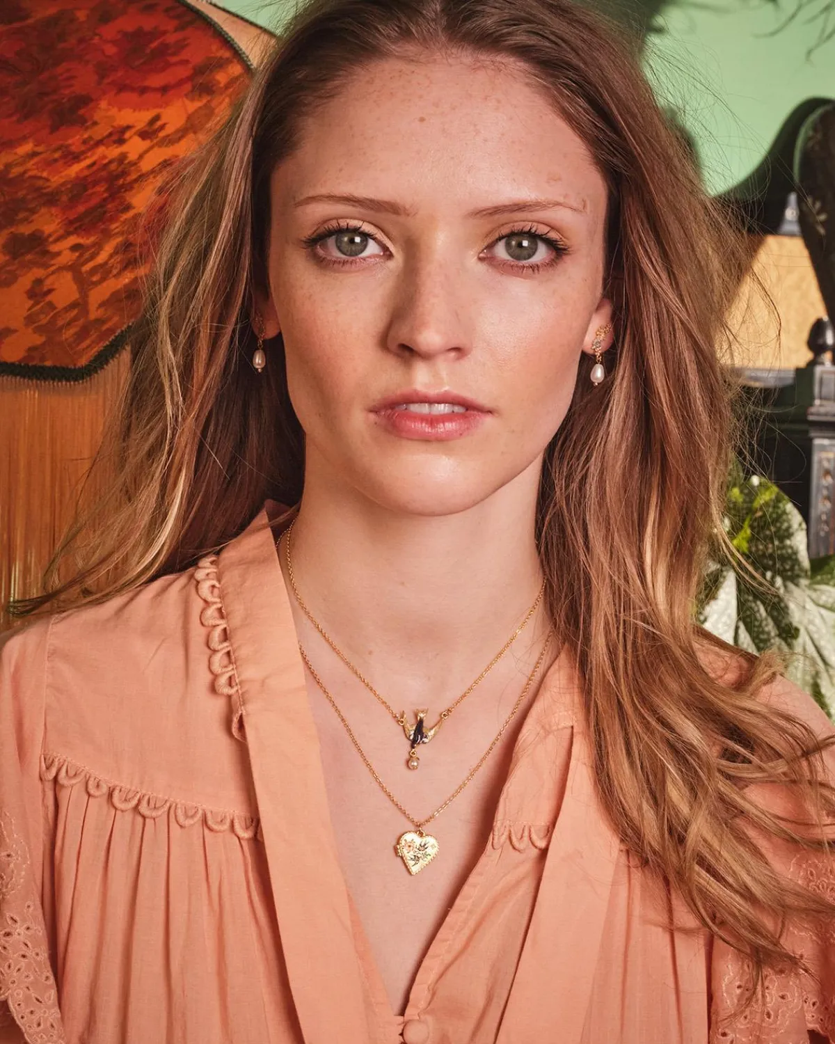 Lockets|Necklaces-Fable England Swallow Heart Locket Chain Necklace