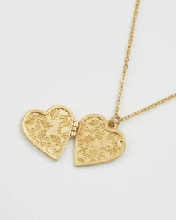 Lockets|Necklaces-Fable England Swallow Heart Locket Chain Necklace
