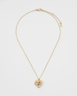 Lockets|Necklaces-Fable England Swallow Heart Locket Chain Necklace