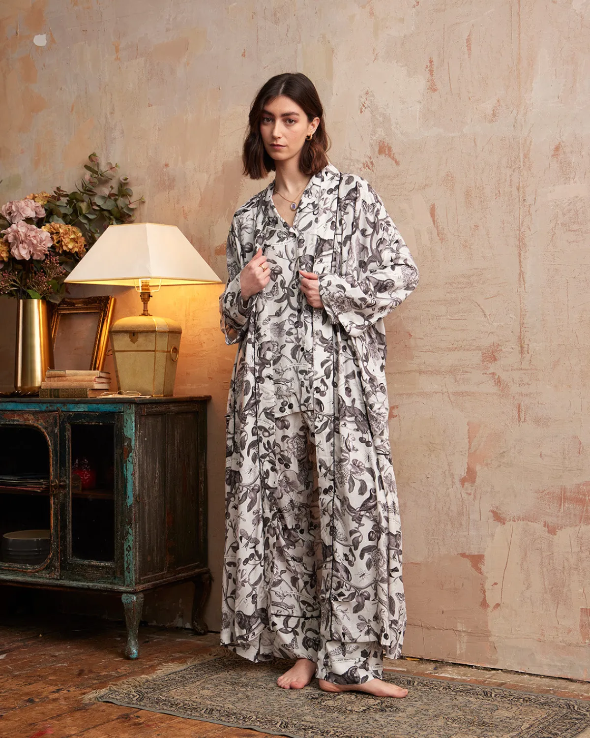 Pajamas-Fable England Tree of Life Monochrome Long Pajamas