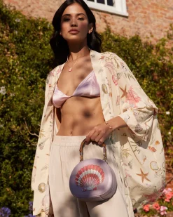 Kimonos-Fable England Whispering Sands Lotus Pink Short Kimono