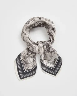 Square Scarves-Fable England Wolf Garden Black Square Scarf