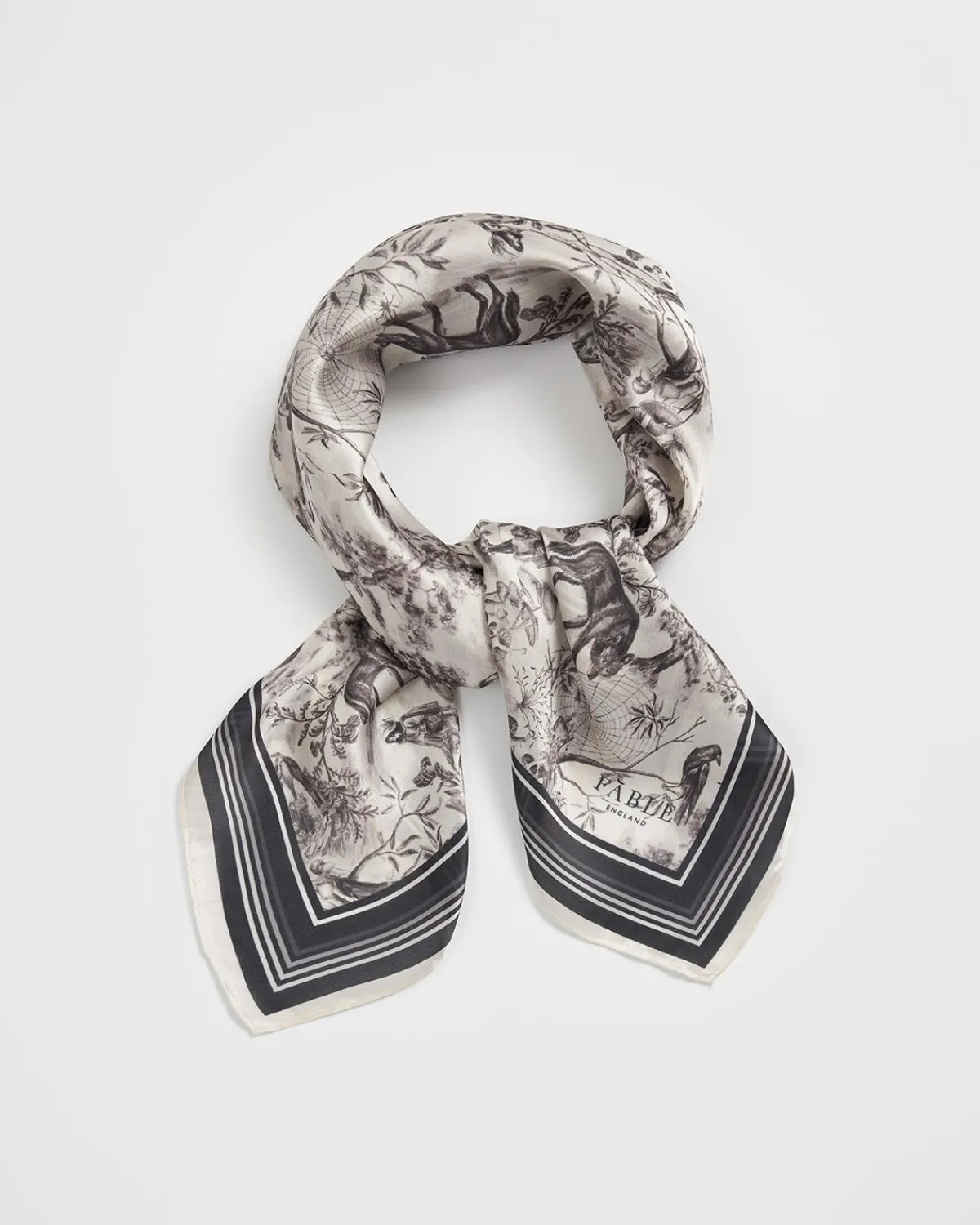 Square Scarves-Fable England Wolf Garden Black Square Scarf