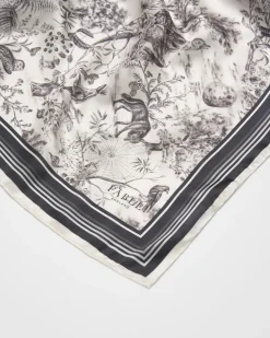 Square Scarves-Fable England Wolf Garden Black Square Scarf