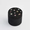Jewelry Boxes-Fable England Wolf Garden Ditsy Black Velvet Embroidery Jewelry Box