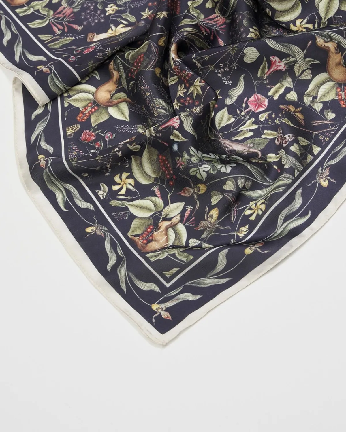 Square Scarves-Fable England Wolf Garden Navy Square Scarf