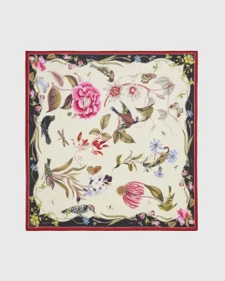 Square Scarves|Luxury Scarves-Fable England Wonderland Scene Ivory Square Scarf