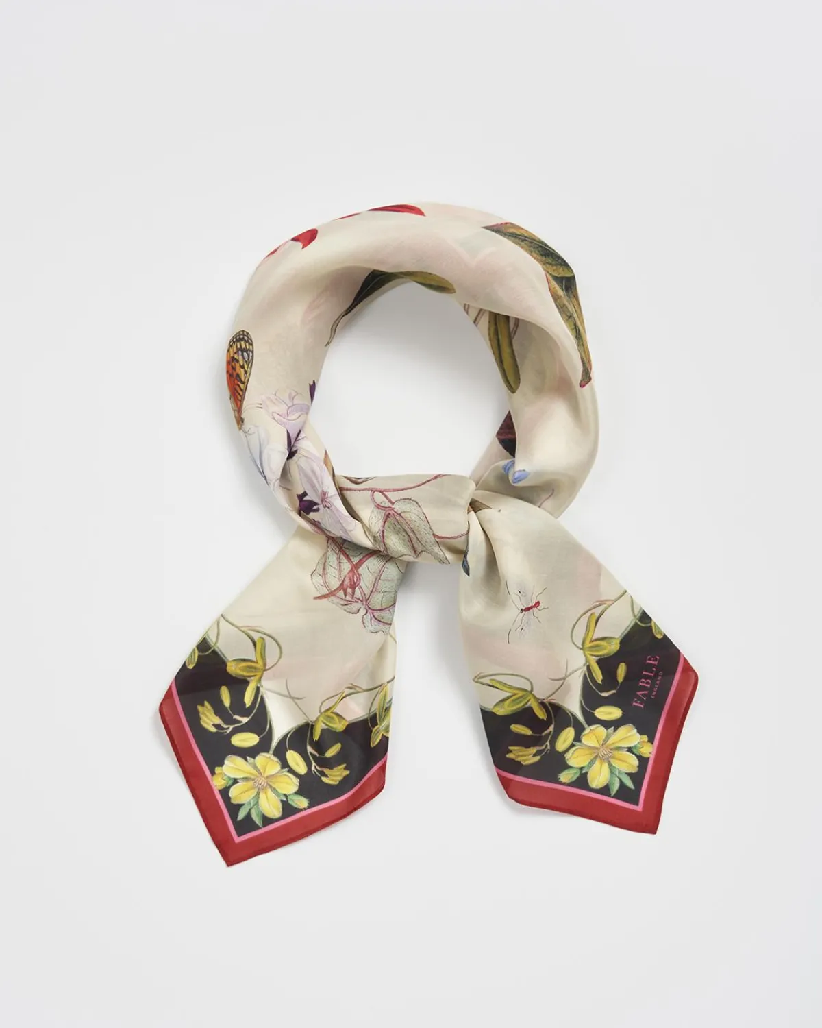 Square Scarves|Luxury Scarves-Fable England Wonderland Scene Ivory Square Scarf