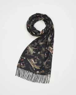 Winter Scarves-Fable England Wonderland Toile Fringe Scarf
