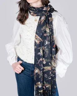 Winter Scarves-Fable England Wonderland Toile Fringe Scarf