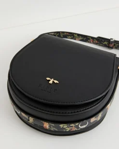 Cross Body Bags-Fable England Woodland Toile Saddle Bag - Black